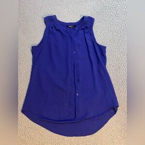 Apt 9 Sleeveless Button Up Blouse Womens Size Medium Blue V Neck